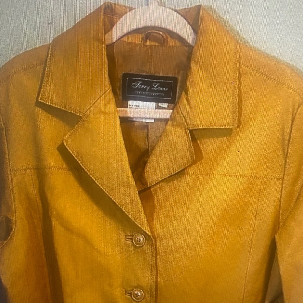Vintage Terry Lewis Honey Cognac Tan Leather Jacket Button Front
